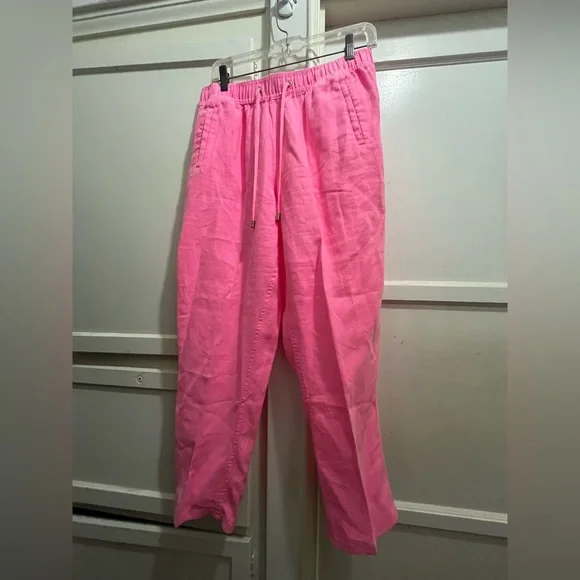 Lilly Pulitzer hot pink linen pants waist size 30” tag sized large - Picture 2 of 12